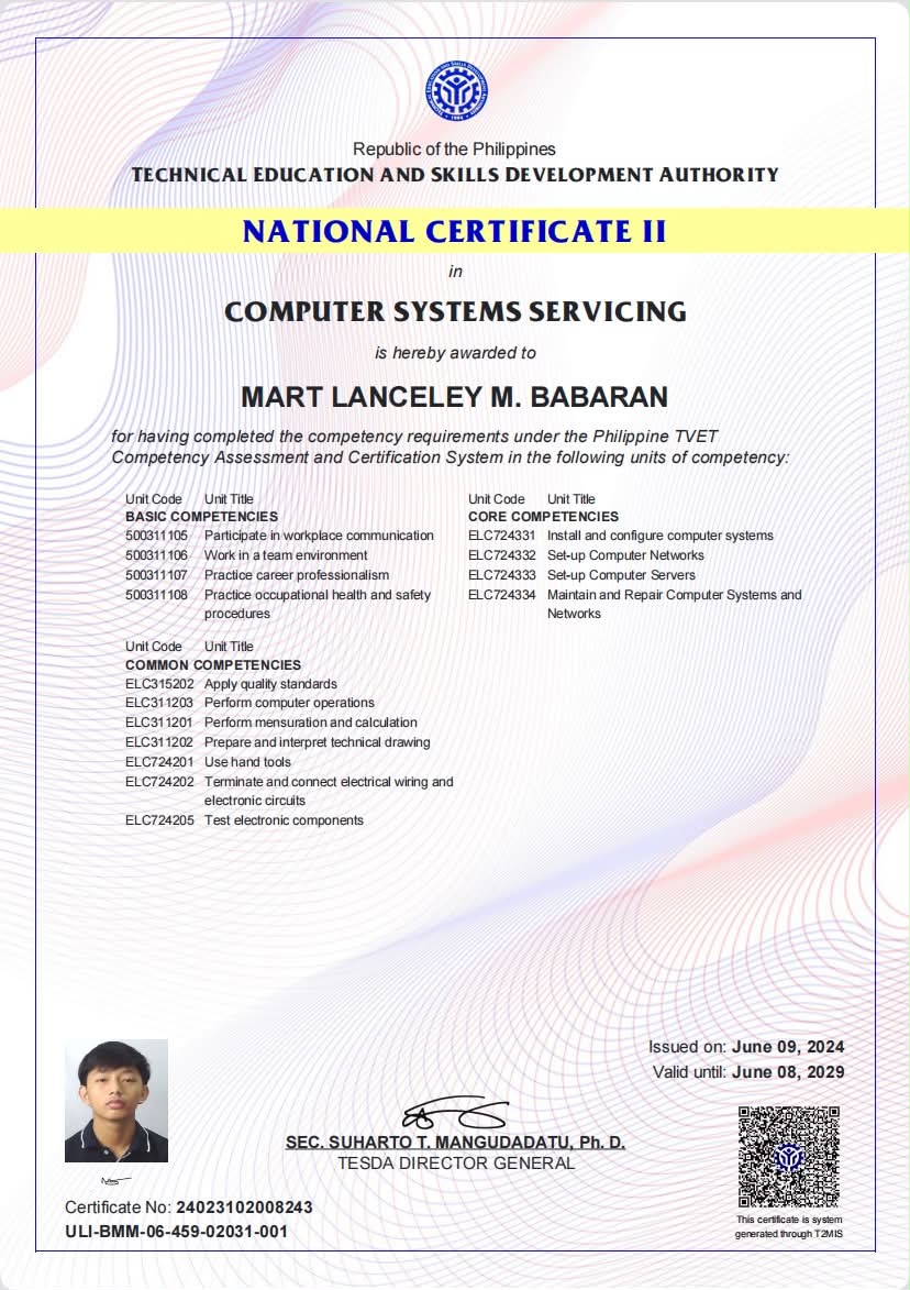 NC II Certificate